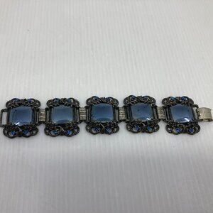Vtg '60 SELRO SELINI chunky hematite mirrored glass steampunk gothic  bracelet